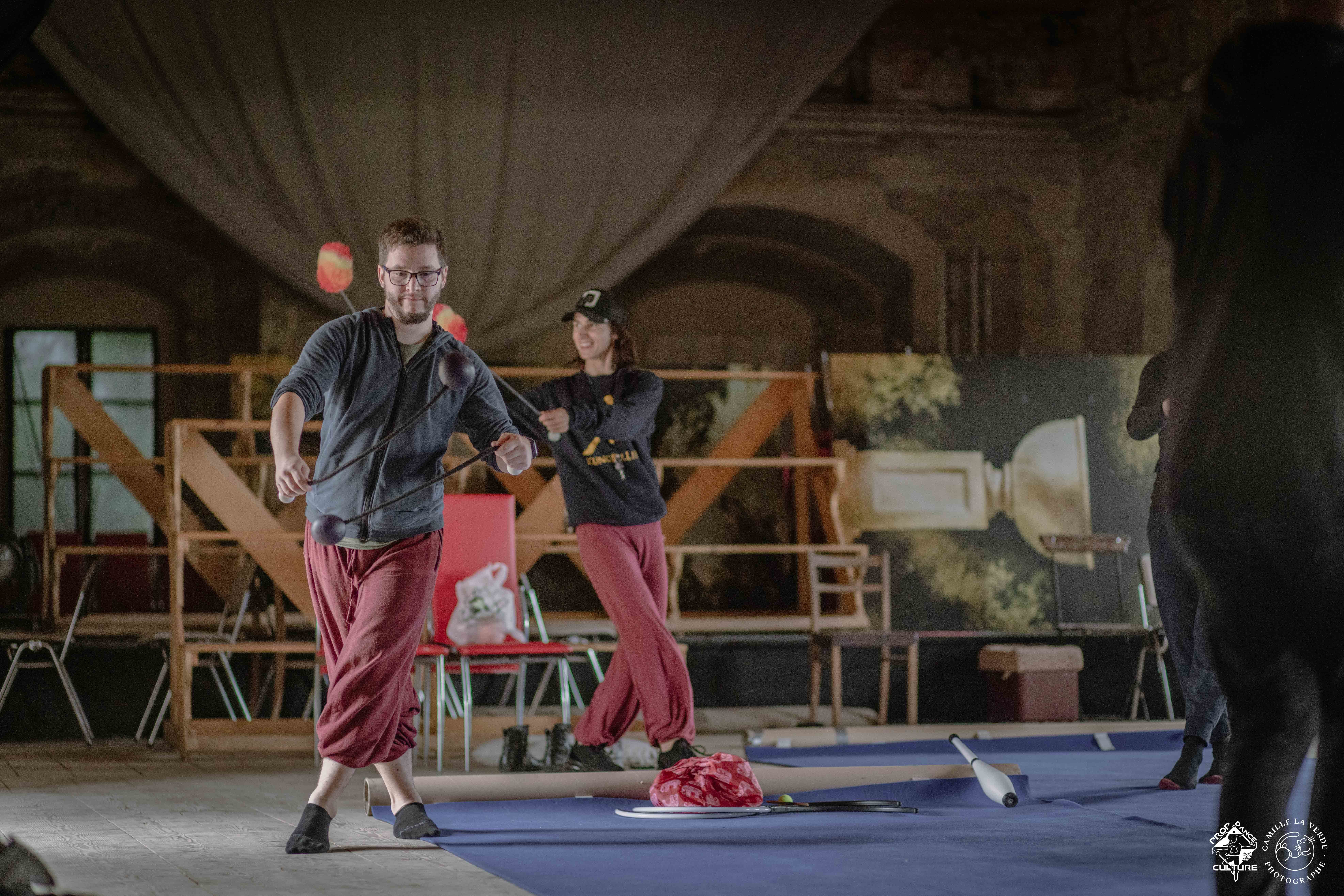 Matěj practicing movement with poi