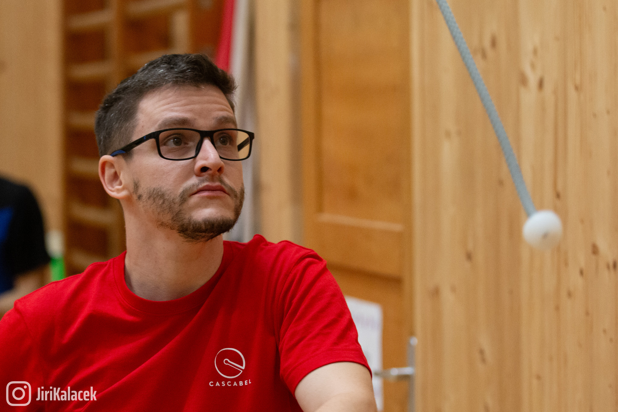 Matěj in the gym preparing for a poi workshop